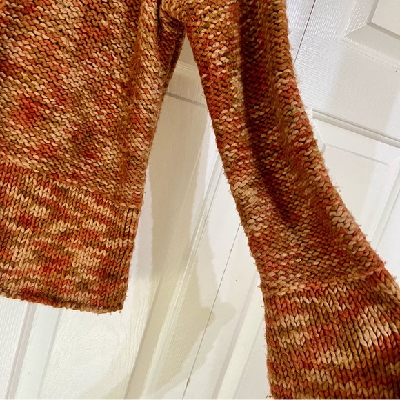 Tinu & Stu Chunky Knit Wool Orange Collared Cardigan Sweater Size Medium Womens - Picture 7 of 9